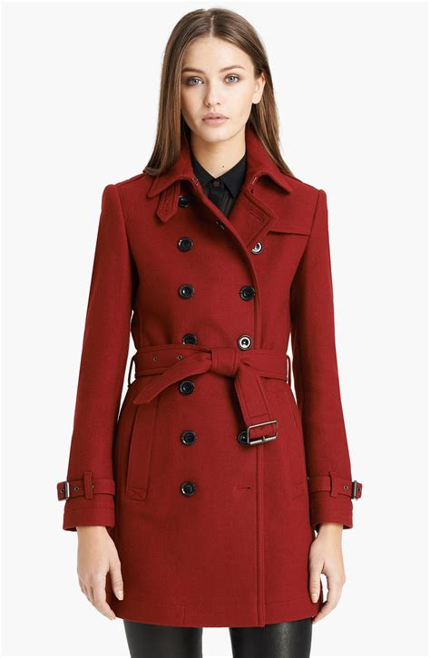 burberry brit red wool coat